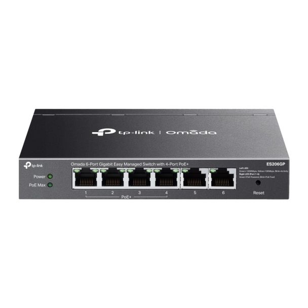 TP-Link Omada ES206GP 6-Port Gigabit Easy Managed Switch with 4-Port PoE+