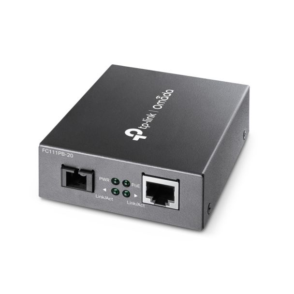 TP-Link Omada FC111PB-20 10/100 Mbps RJ45 to 100 Mbps Single-mode SC WDM Bi-Directional Fiber Converter With 1-Port PoE