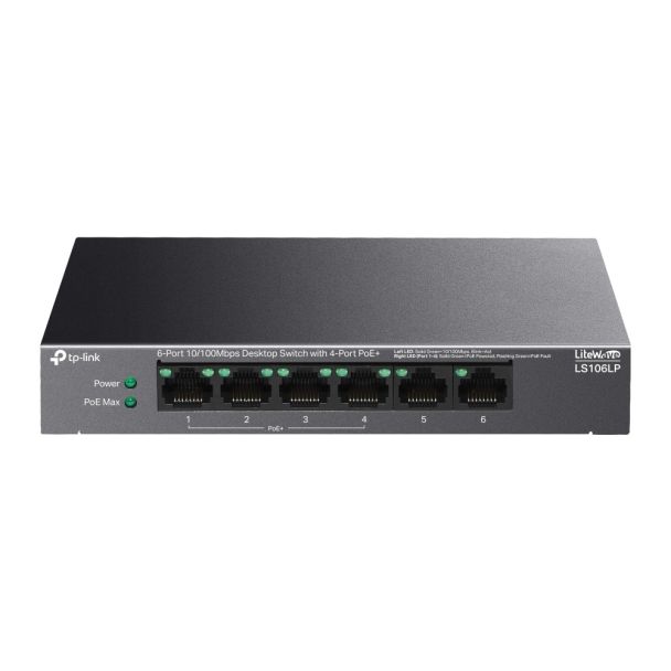 TP-Link LS106LP 6-Port 10/100 Mbps Desktop Switch with 4-Port PoE