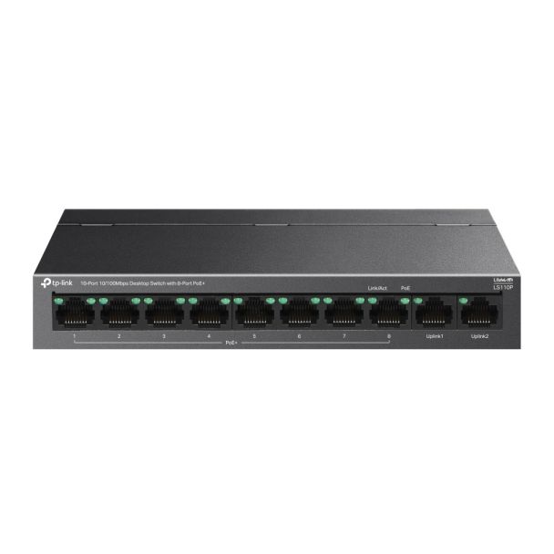 TP-Link LS110P 10-Port 10/100 Mbps Desktop Switch with 8-Port PoE+