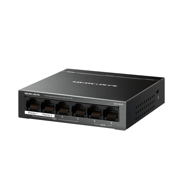 Mercusys MS106GP 6-Port Gigabit Desktop Switch with 4-Port PoE+