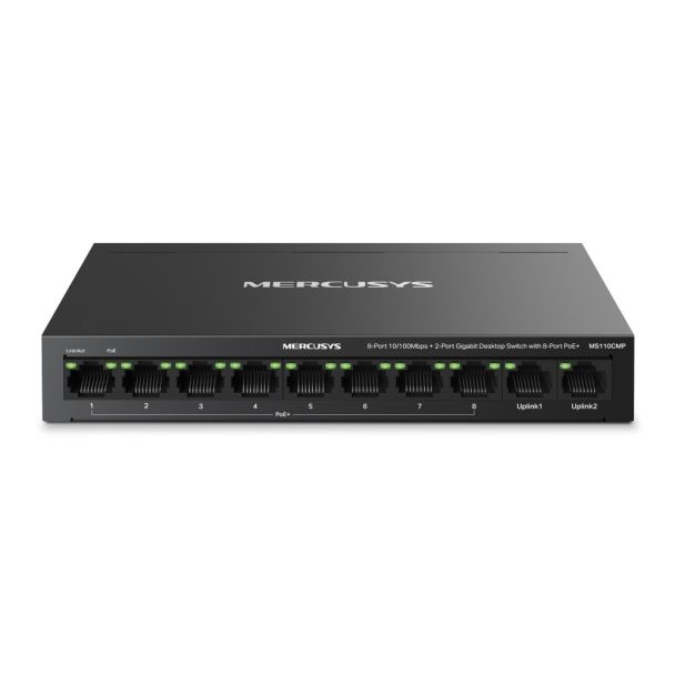Mercusys MS110CMP 8-Port 10/100Mbps + 2-Port Gigabit Desktop Switch with 8-Port PoE+