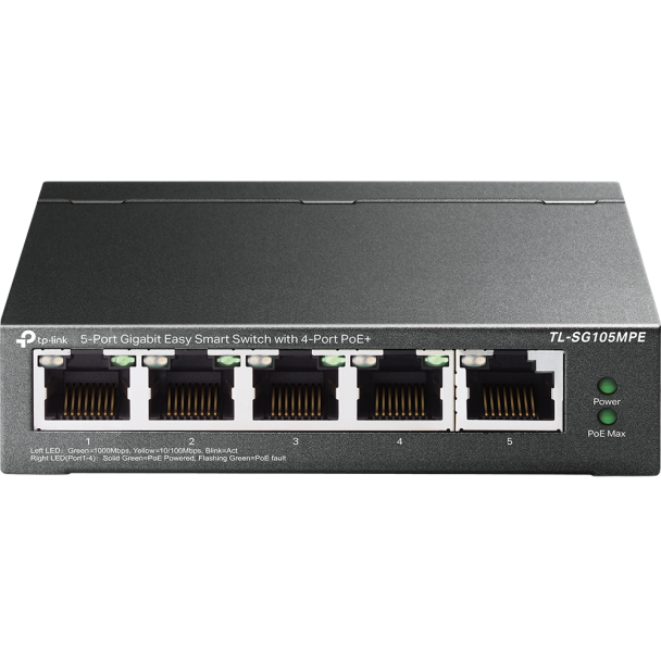 TP-Link TL-SG105MPE 5-Port Gigabit Easy Smart Switch with 4-Port PoE+