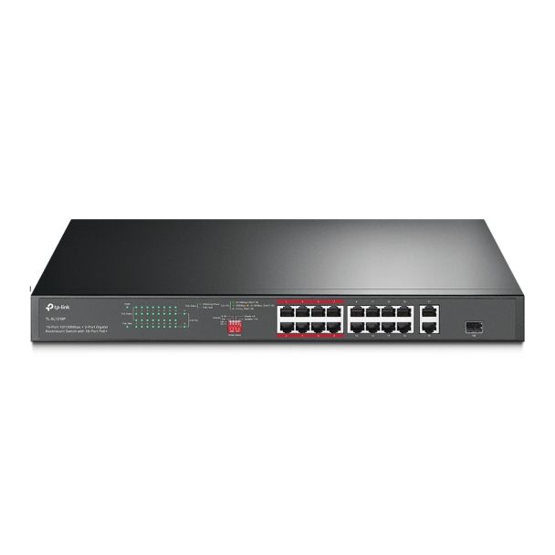 TP-Link TL-SL1218P 16-Port 10/100Mbps + 2-Port Gigabit Rackmount Switch with 16-Port PoE+