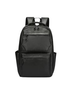 Genuine Leather Casual Business Backpack for Men - Black
