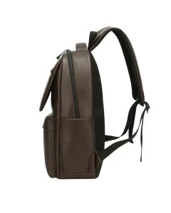 Genuine Leather Casual Business Backpack for Men - Dark Brown