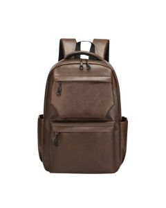 Genuine Leather Casual Business Backpack for Men - Dark Brown