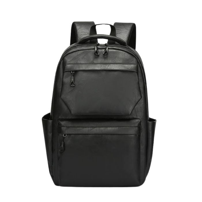 Genuine Leather Casual Business Backpack for Men - Black