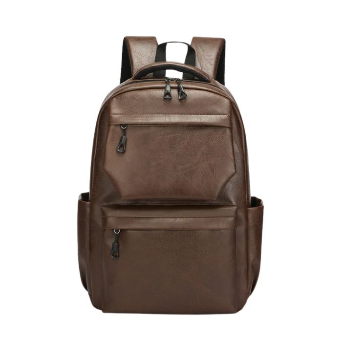 Genuine Leather Casual Business Backpack for Men - Dark Brown